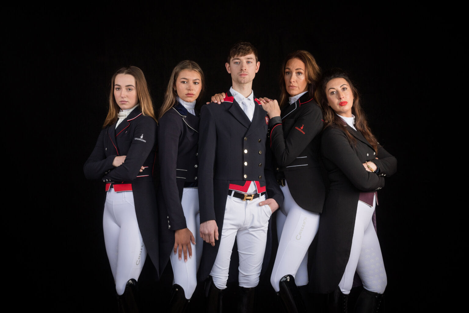 equestrian team wearing custom lotus romeo jackets